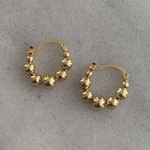 Modest Lu Jewelry - Gold Beaded Chunky Hoop Earrings Brand New